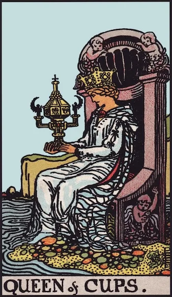 Reine de Coupe, carte de tarot (À l'endroit)
