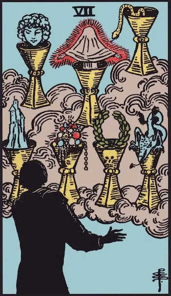 Carta del tarot Siete de Copas, Vertical