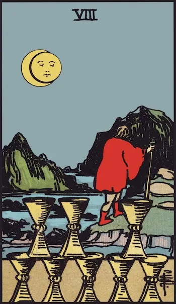 Carta de tarot Oito de Copas, Vertical