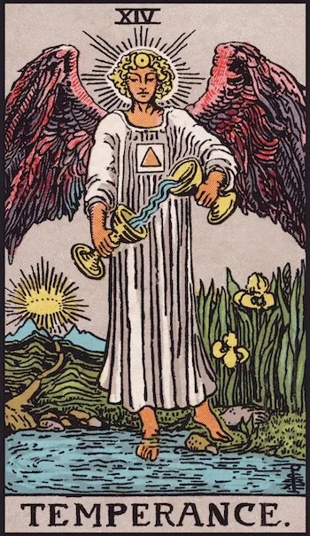 Temperance tarot card, Upright