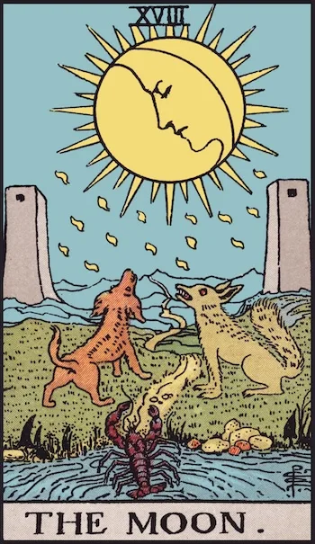 The Moon tarot card, Upright