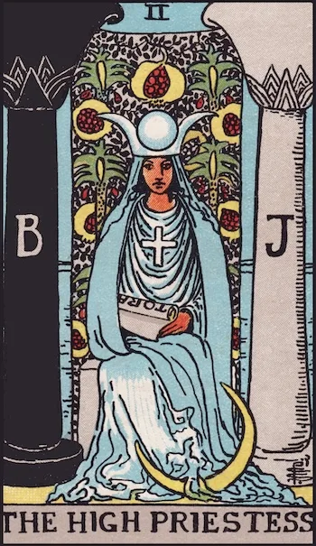 The High Priestess tarot card, Upright