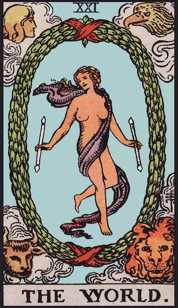 The World tarot card, Upright
