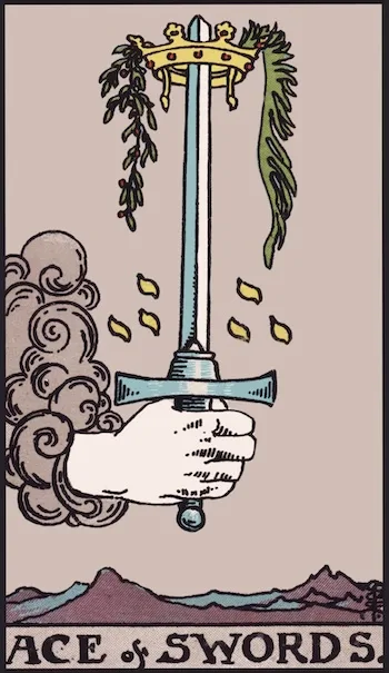 Tarotkarte Ass der Schwerter, Aufrecht