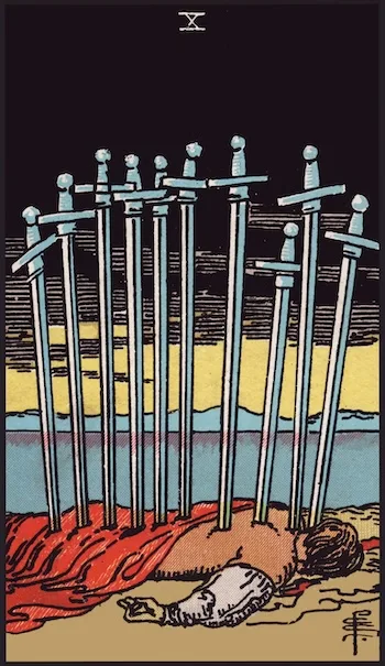 Carta dei tarocchi Dieci di Spade, Dritta
