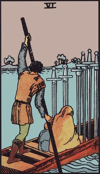 Tarotkarte Sechs der Schwerter, Aufrecht