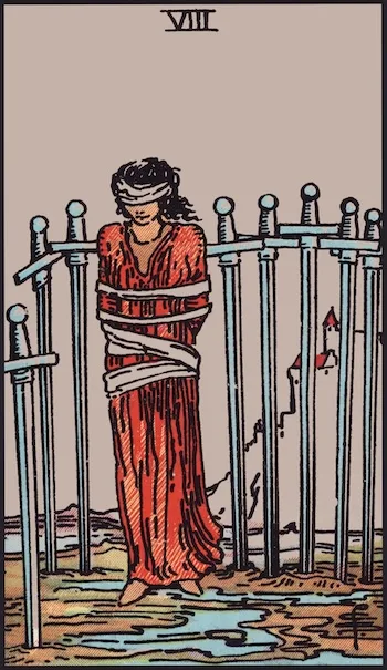 Tarotkarte Acht der Schwerter, Umgekehrt
