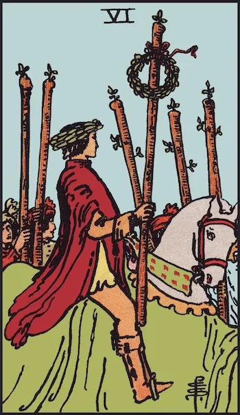 Cartea de tarot Șase de Bastoane, Dreaptă